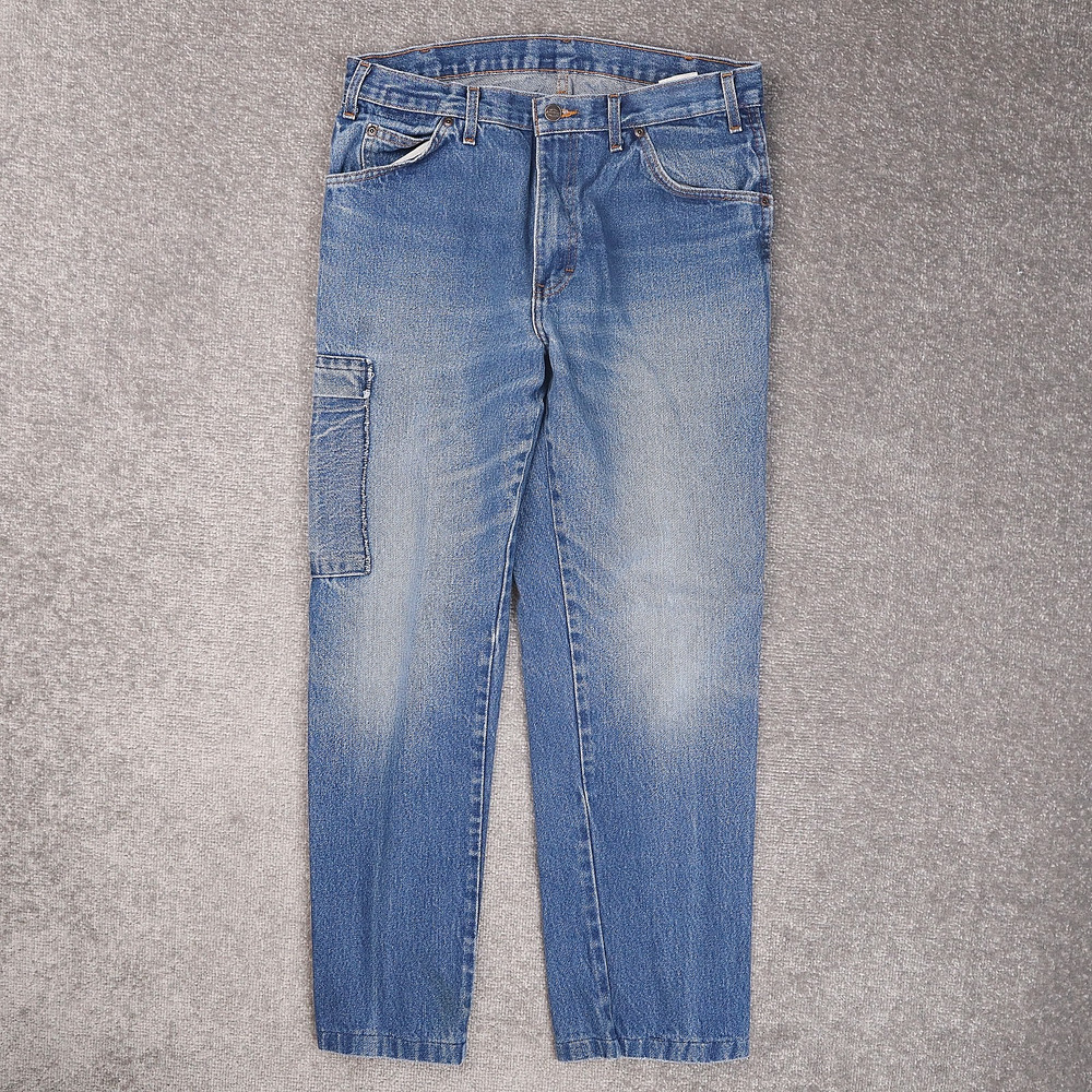Dickies Carpenter Relaxed Fit Tapered 34x34 Medium Wash Blue Denim Jeans